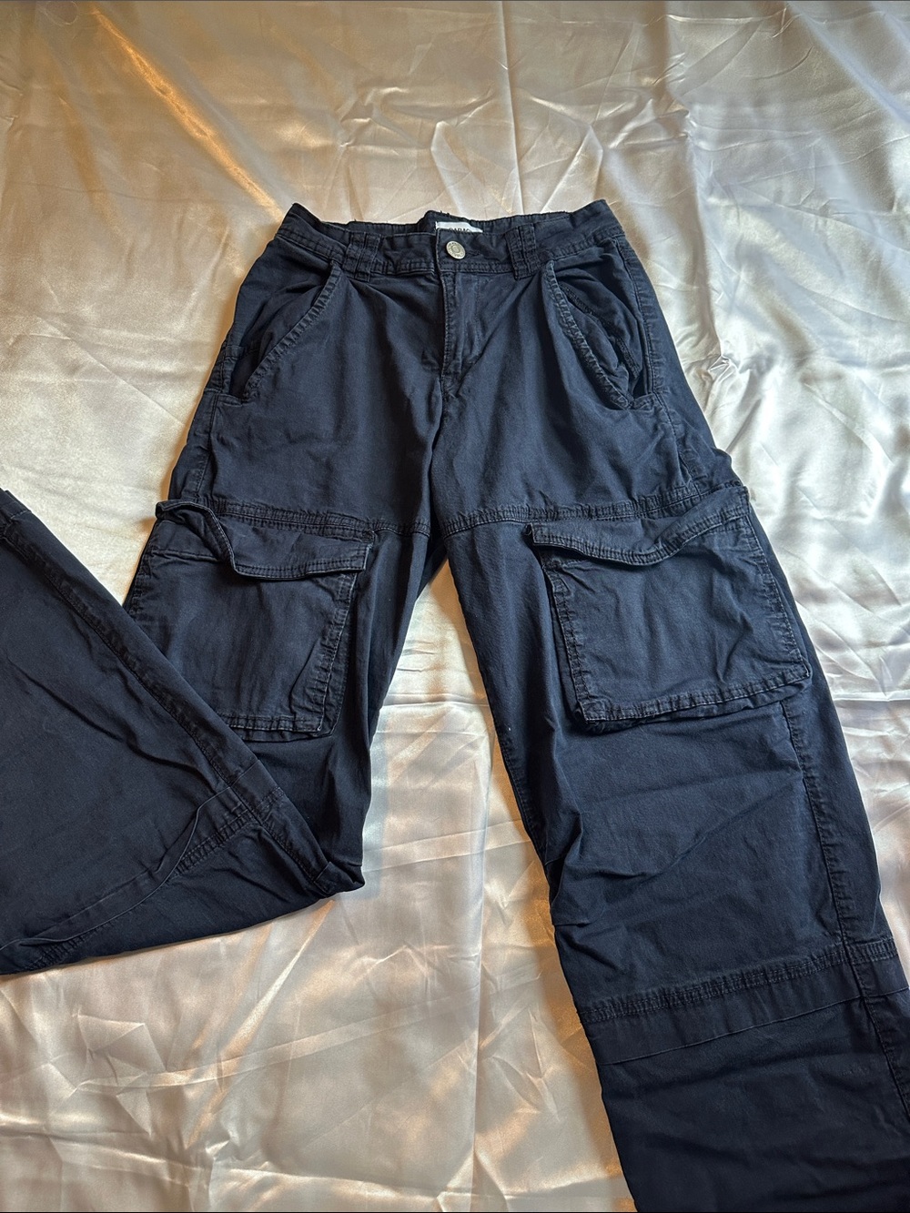Women's Black Cargo Utility Pants with Multi-Pocket Design